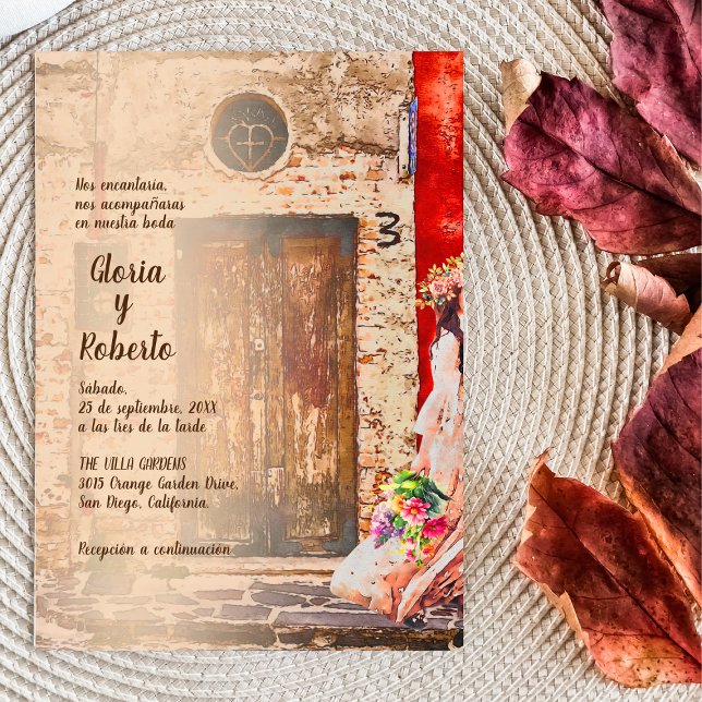 Spanish, Colorful Old Town Mexican Wedding Invitation (Creator Uploaded)