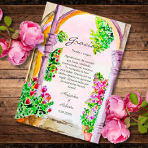 Spanish Colorful Watercolor Floral Old Town Mexico