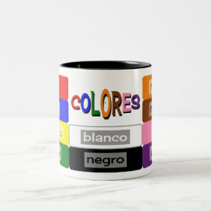 spanish colors vocabulary practice Two-Tone coffee mug