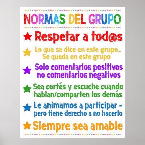 Spanish Counseling Group Rules Poster
