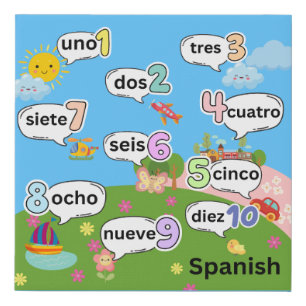 Spanish Counting 1 to 10 Faux Canvas Print