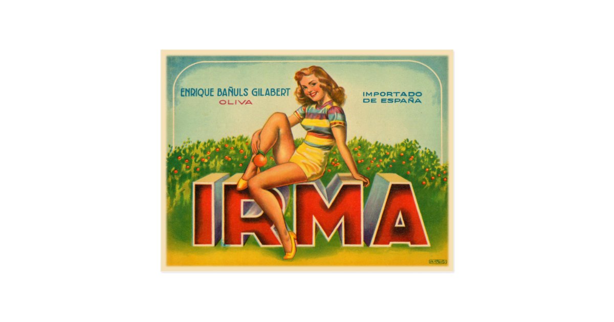 Spanish Crate Label with Olive Brand Print Postcard