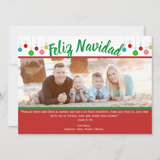 Spanish Cristiano Feliz Navidad Foto Card (Front)