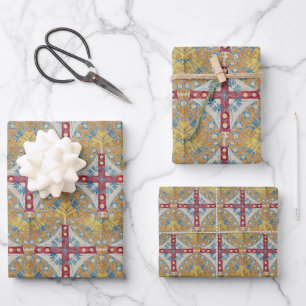 Spanish Cross Tiles Wrapping Paper Sheets