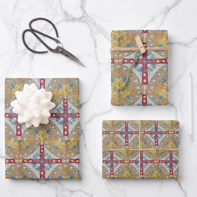 Spanish Cross Tiles Wrapping Paper Sheets (Front)