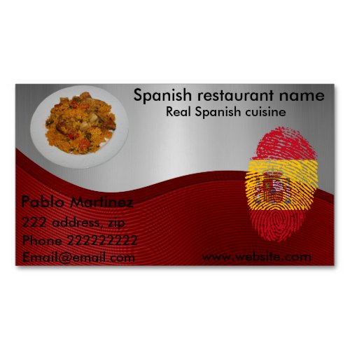Spanish cuisine magnetic business card
