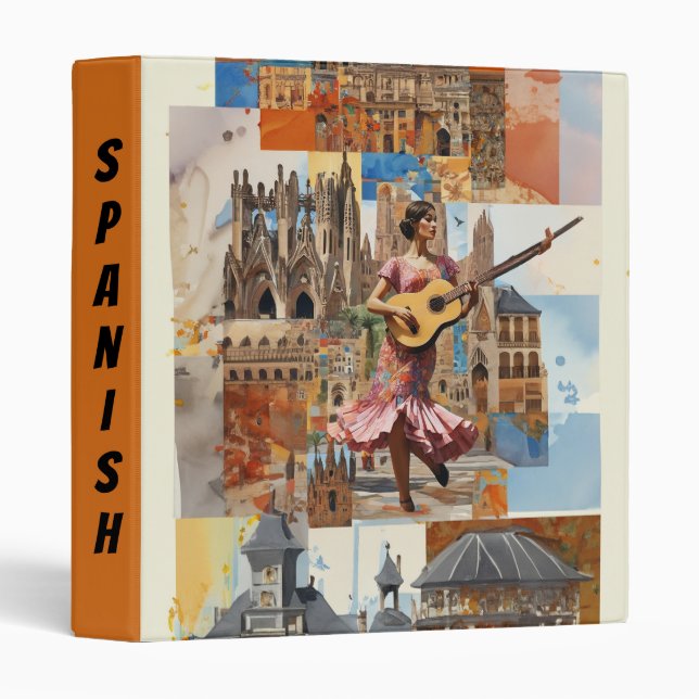 Spanish Culture Collage 3 Ring Binder (Front/Spine)