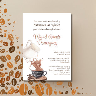 Spanish Cute Coffee Splash 85th Birthday Party Invitation