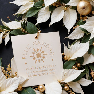 Spanish Cute Sophisticated Snowflake Christmas Rubber Stamp