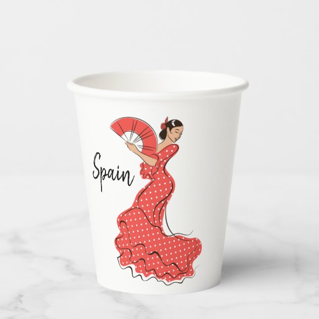 Spanish Dancer Flamenco  Paper Cups (Front)
