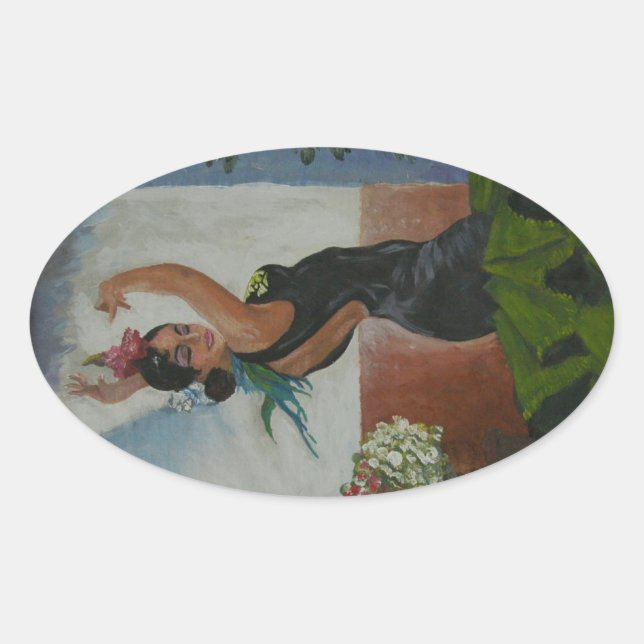 Spanish dancer oval sticker (Front)