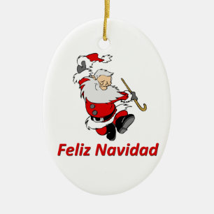 Spanish Dancing Santa Claus Ceramic Ornament