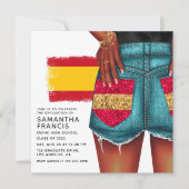 Spanish Denim Girl Graduation Party Invitation (Front)