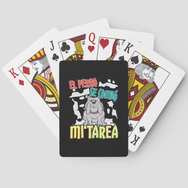 Spanish Dog Ate My Homework - Perro Tarea Poker Cards (Back)