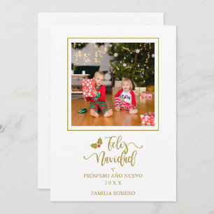 Spanish Dorado Minimalist Christmas Photo Family Holiday Card