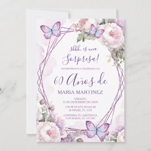Spanish Dusty Purple Floral Sorpresa 60th Birthday