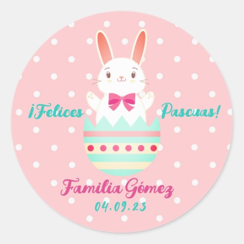 Spanish EasterFelices Pascuas Bunny Holiday Cute  Classic Round Sticker