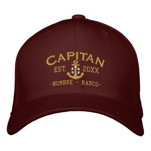 SPANISH El Capitan Captain Name and Year Embroidered Baseball Cap