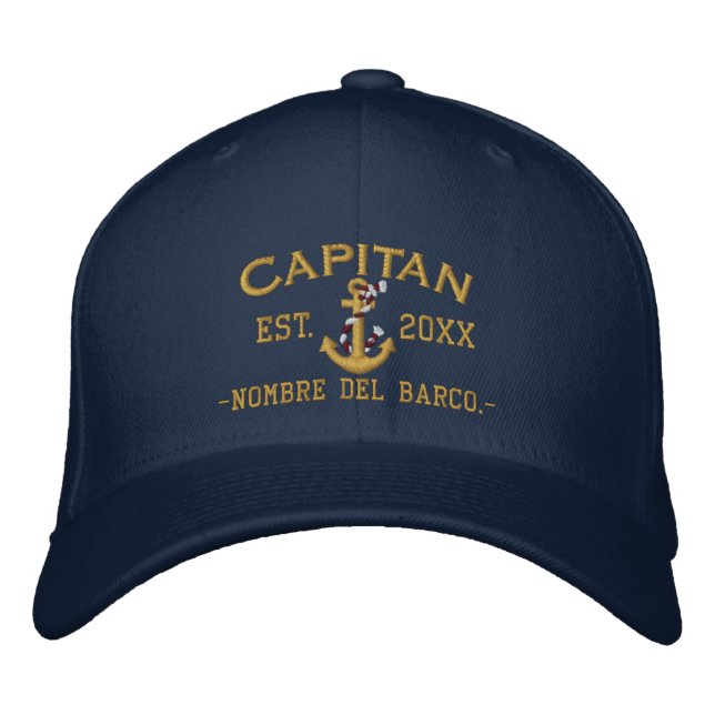 SPANISH El Capitan Elegant Custom Personalized Embroidered Baseball Hat (Front)