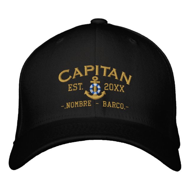 SPANISH El Capitan Nautical Personalized Embroidered Baseball Hat (Front)
