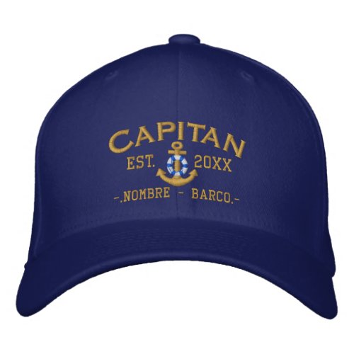 SPANISH El Capitan Nautical Personalized Embroidered Baseball Hat