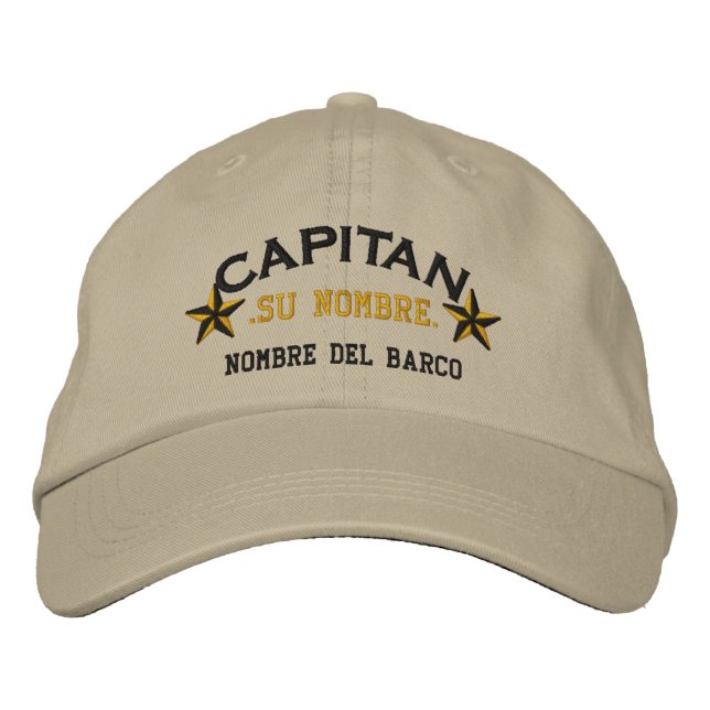 SPANISH El Capitan Nombre del barco y su nombre. Embroidered Baseball Cap (Front)
