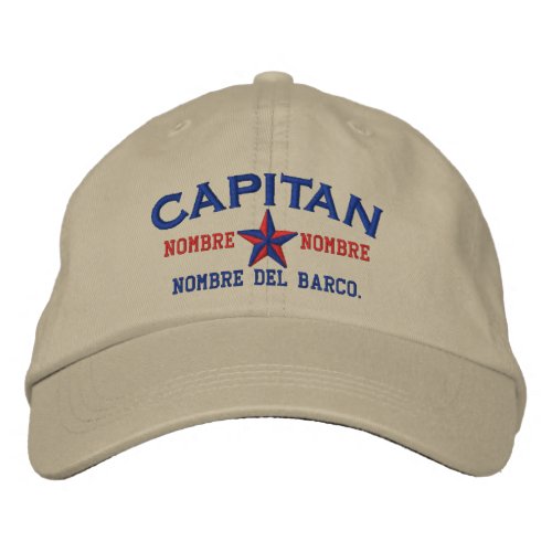 SPANISH El Capitan Nombre del barco y su nombre Embroidered Baseball Cap