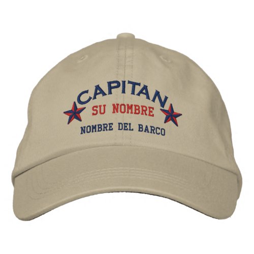 SPANISH El Capitan Nombre del barco y su nombre Embroidered Baseball Hat