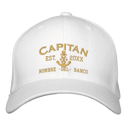 SPANISH El Capitan Year and Name in Golden Style Embroidered Baseball Cap