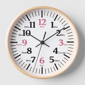 Spanish El Reloj Tiempo Gift Wall Decor Wood Clock by CreativeMastermind at Zazzle