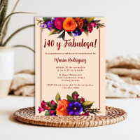 Spanish Elegant Bright Florals Cream 40th Birthday