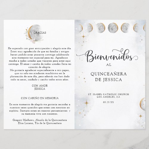 Spanish Elegant Celestial Quinceaera Program