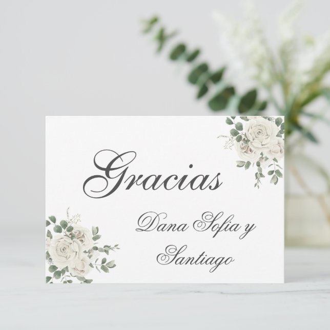 Spanish Elegant Wedding Thank you RSVP Card (Standing Front)