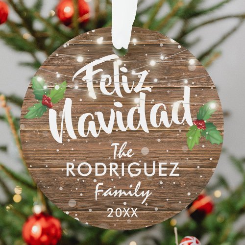 Spanish Family Photo Feliz Navidad Ornament