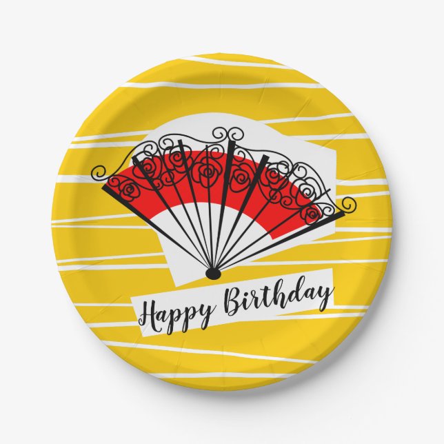 Spanish Fan Birthday paper plate (Front)