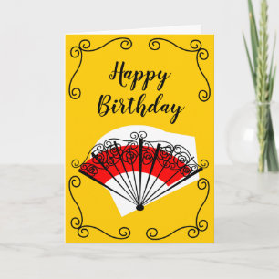 Spanish Fan Corners Birthday Text vertical Card