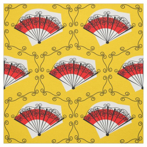 Spanish Fan corners fabric small print