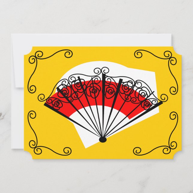 Spanish Fan Corners horizontal Invitation (Front)
