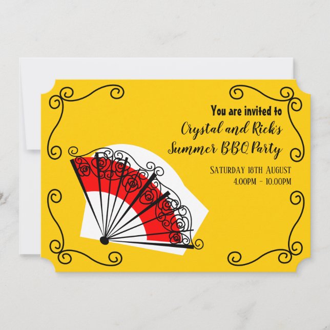 Spanish Fan Corners horizontal Invitation (Front)