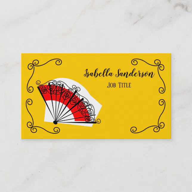 Spanish Fan Corners Name Title business card Zazzle