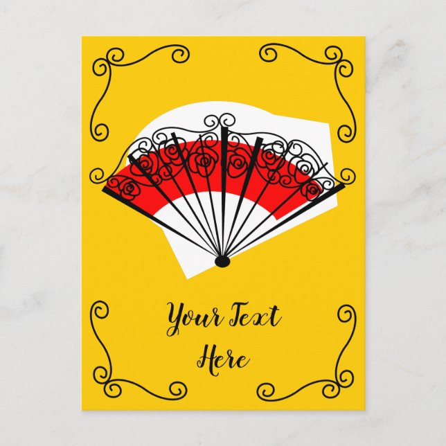Spanish Fan Corners Text vertical Postcard (Front)