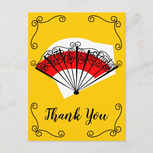 Spanish Fan Corners Thank You vertical Postcard (Front)