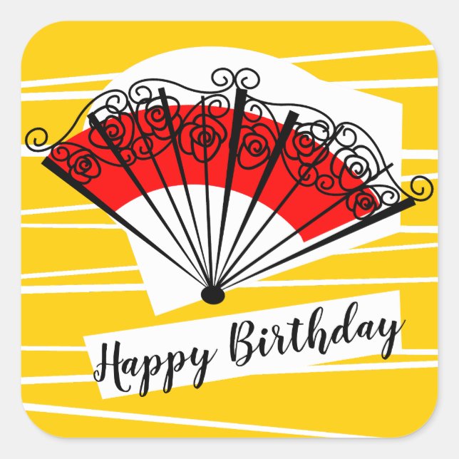 Spanish Fan Happy Birthday square Sticker (Front)