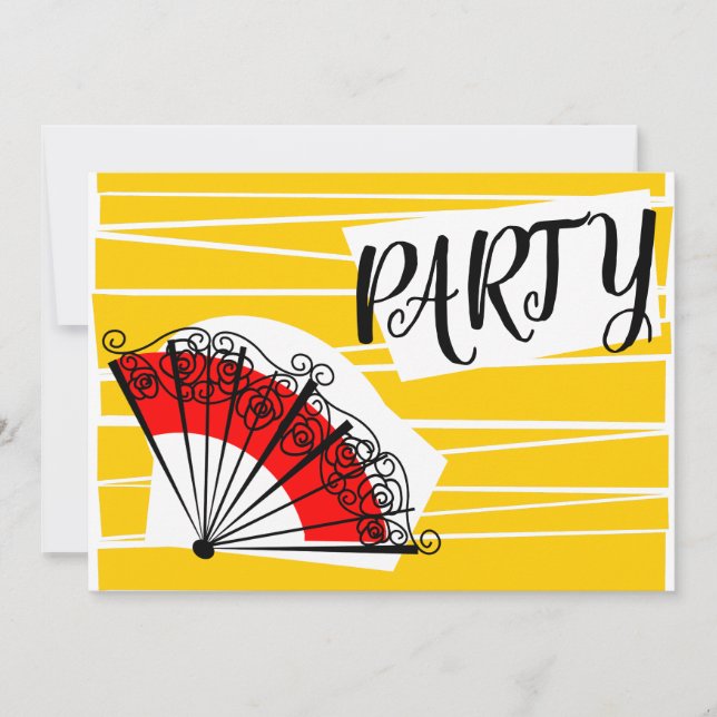 Spanish Fan Party invitation horizontal (Front)