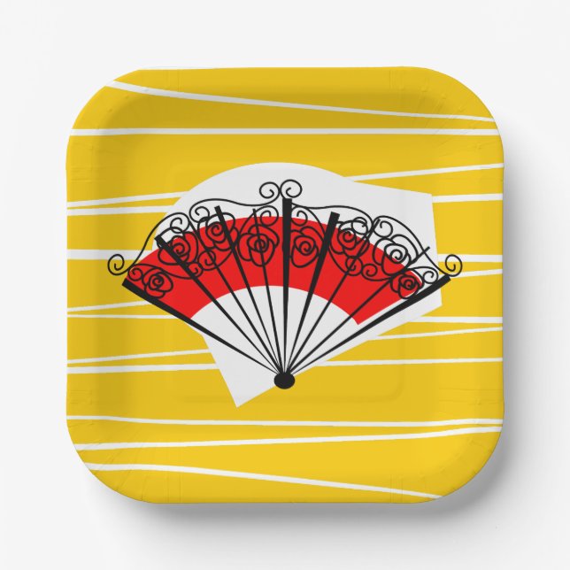 Spanish Fan square Paper Plates (Front)