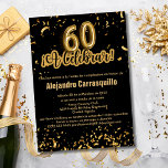 Spanish Fancy Black & Gold Confetti 60th Birthday Invitation<br><div class="desc">Celebrate a glamorous milestone with this **Spanish Glam Black and Gold Confetti 60th Birthday Invitation**, designed for an elegant 60th birthday party for him or her. Featuring bold golden balloon numbers "60" and the phrase "¡A Celebrar!" in sleek black and gold calligraphy, this invitation adds a touch of sophistication. Gold...</div>