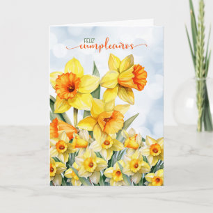 Spanish Feliz Cumpleanos Daffodil Birthday Card