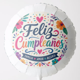 Spanish Feliz Cumpleaños Floral Fiesta Birthday Balloon