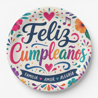 Spanish Feliz Cumpleaños Floral Fiesta Birthday Paper Plates