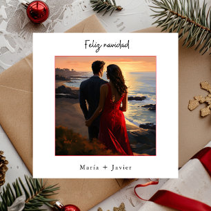 Spanish Feliz Navidad Elegant Calligraphy Photo Holiday Card